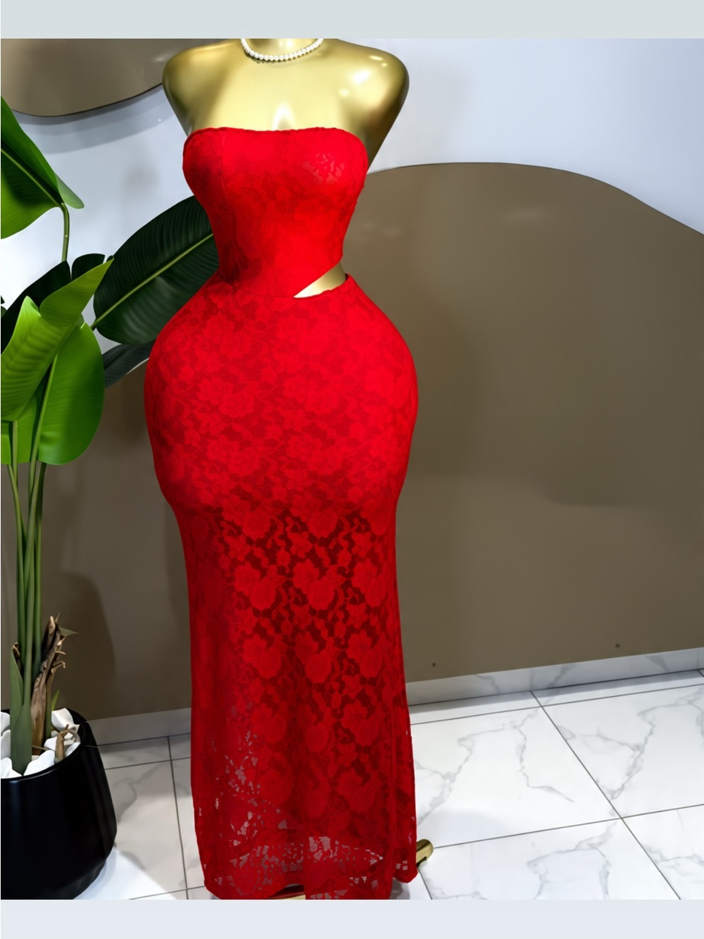 Red lace dress